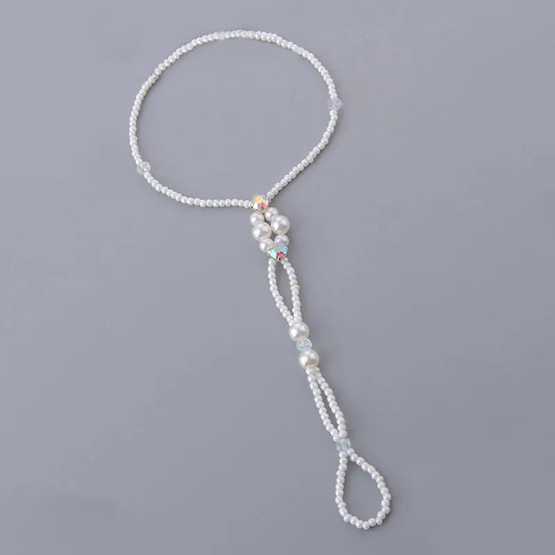 Pearl stretch anklet for women in S0905 colour with pearl beads on stretch cord