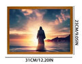 Jesus LED light painting with acrylic panel and wooden frame, three-colour backlight, home decoration