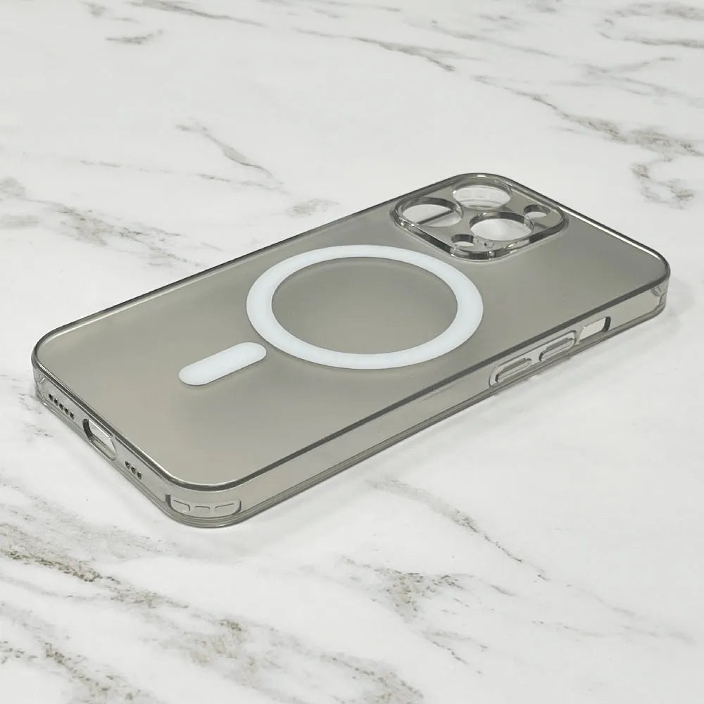 Transparent glass magnetic Magsafe phone case with 38 fan-shaped magnets for iPhone 14 Pro Max