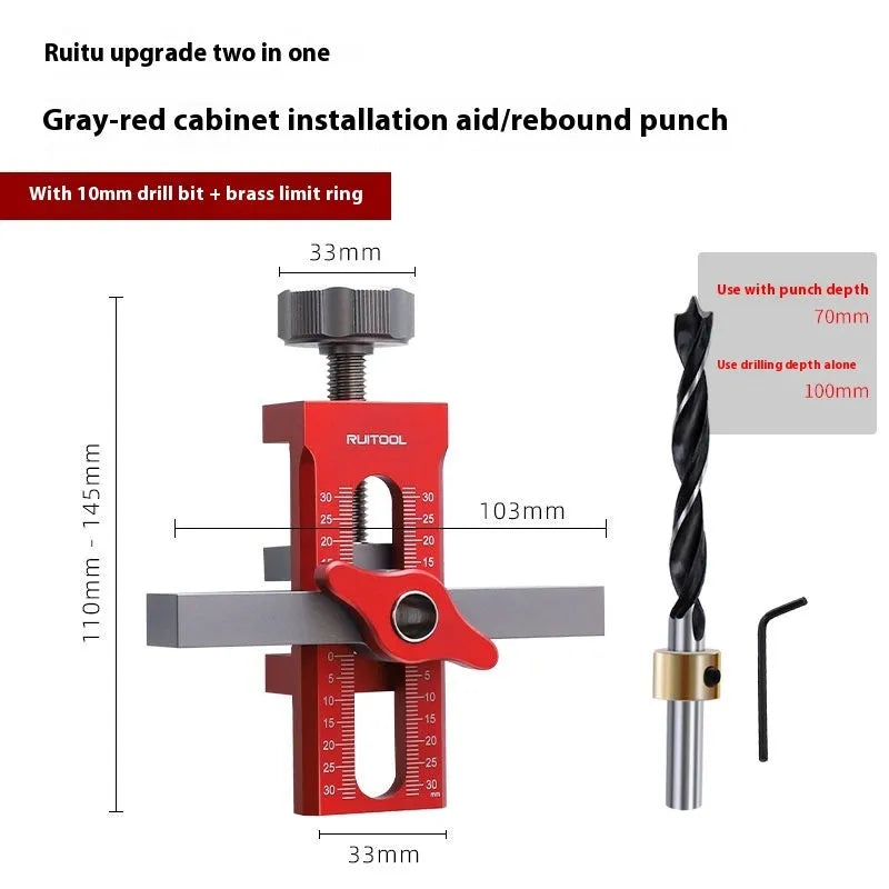 Aluminium alloy cabinet door installation tool with diamond drill bit for woodworking projects