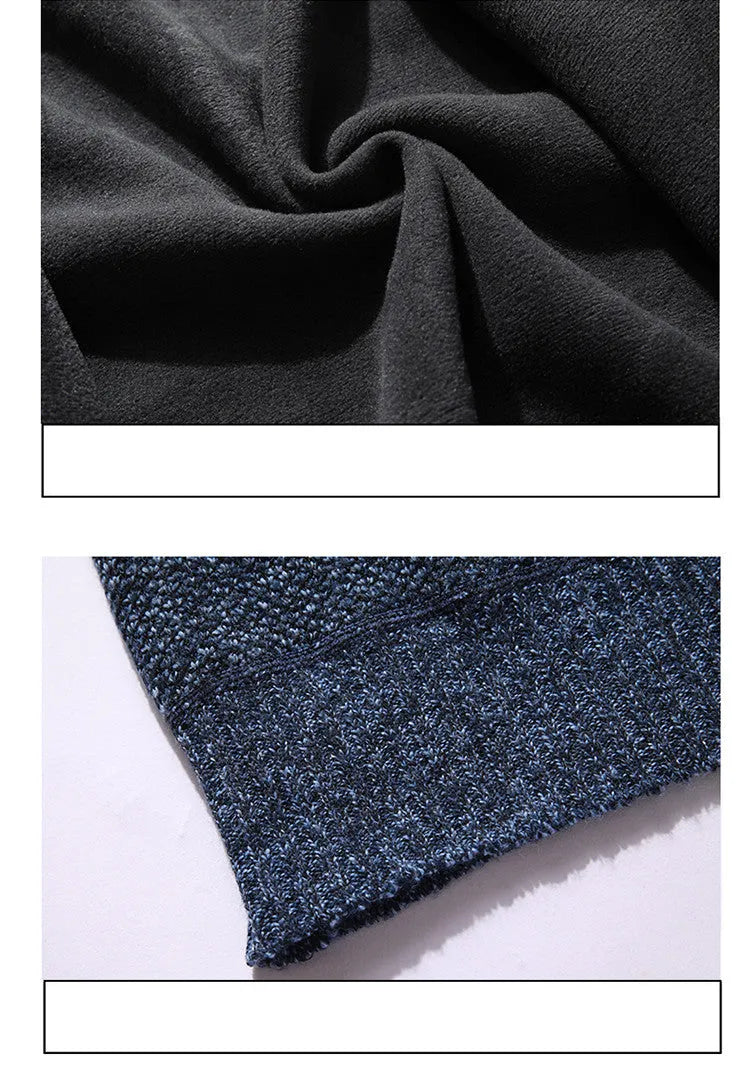 Casual men's hooded plus fleece warm sweater cardigan in grey colour block with long sleeves and zip front