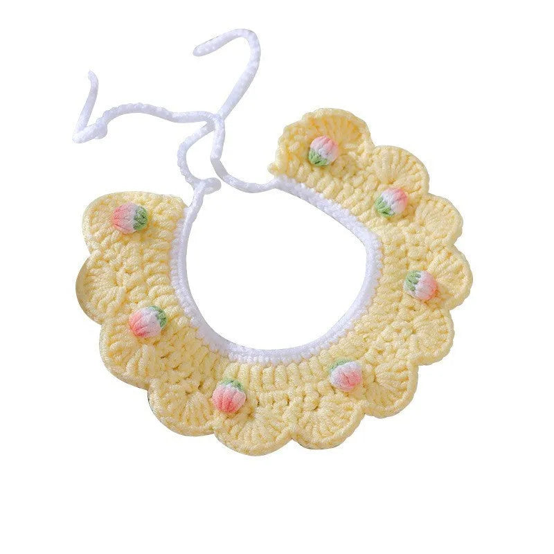 Handmade wool woven collar with embroidery for British Shorthair kittens showing size and colour options