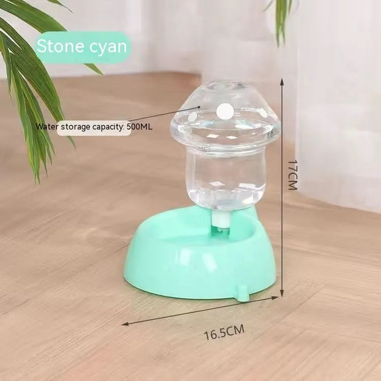 Blue mushroom pet bowl feeder and water fountain for cats and dogs made from food-grade PP material
