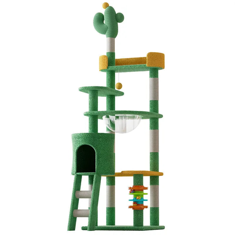Large cactus cat climbing frame made from density plate in pastoral style with two size options