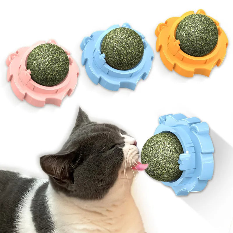 Lion-shaped cat chew toy in orange, pink, or blue colours with detailed facial features