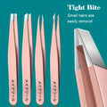 4-piece stainless steel eye tweezer set in silver and pink options for eyebrow grooming