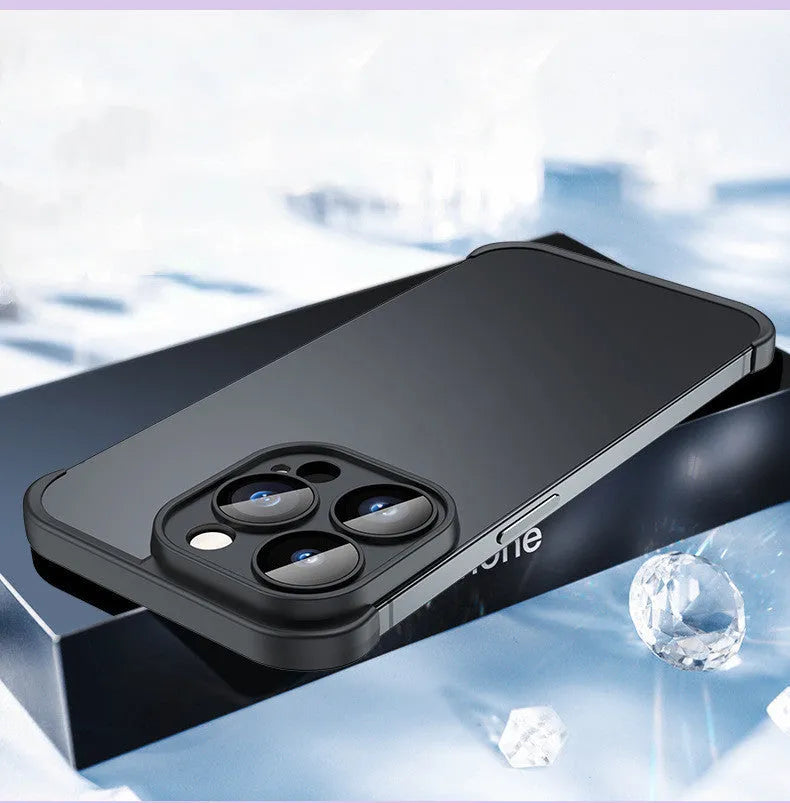 TPU mobile phone case with glass lens film for iPhone protection in four colour options