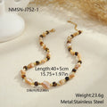 Stainless steel 18K natural stone beaded necklace in geometric shape, tiger eye or colourful beads for women