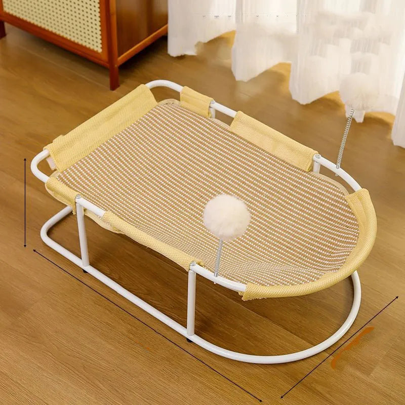 Large grey fabric pet kennel with bracket design for cats and small dogs.