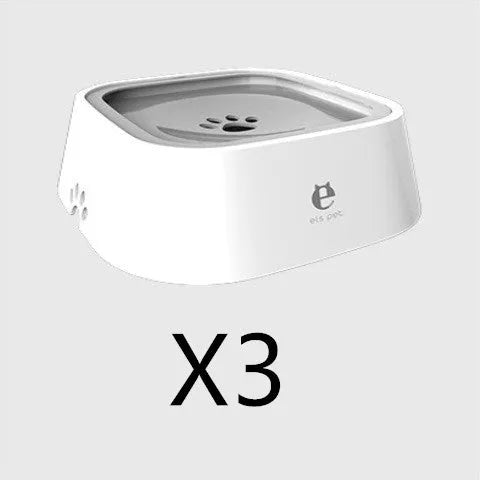 1.5L grey pet water bowl with floating plate, ABS and PP construction, anti-overflow design