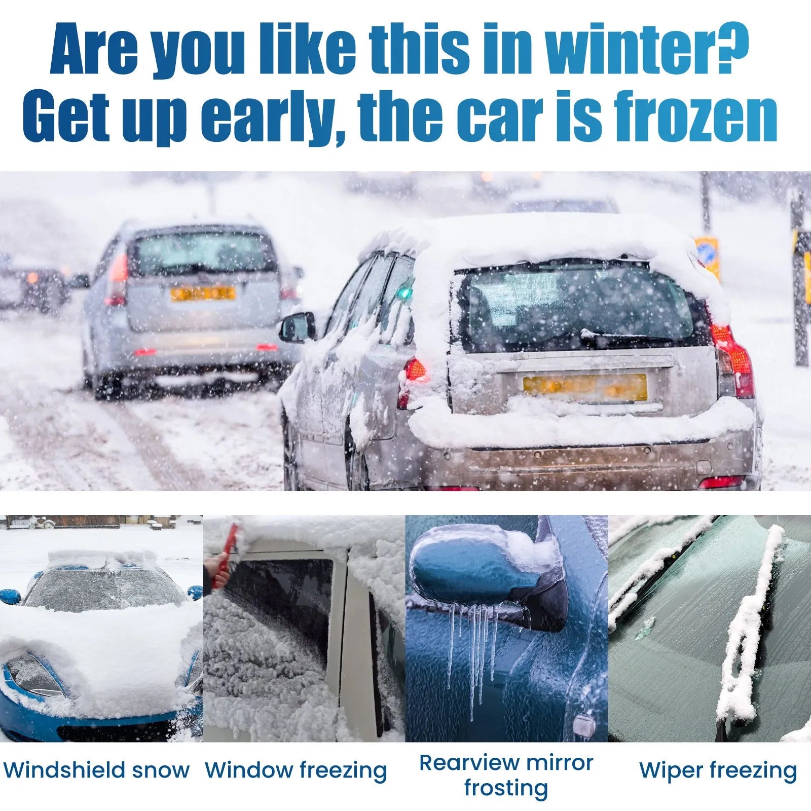 60ml car de-icer spray bottle and cloth scraper for winter windscreen ice removal.
