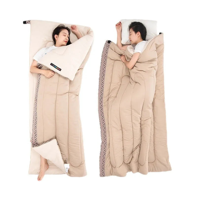 Four seasons portable outdoor camping sleeping bag with storage bag in various colours