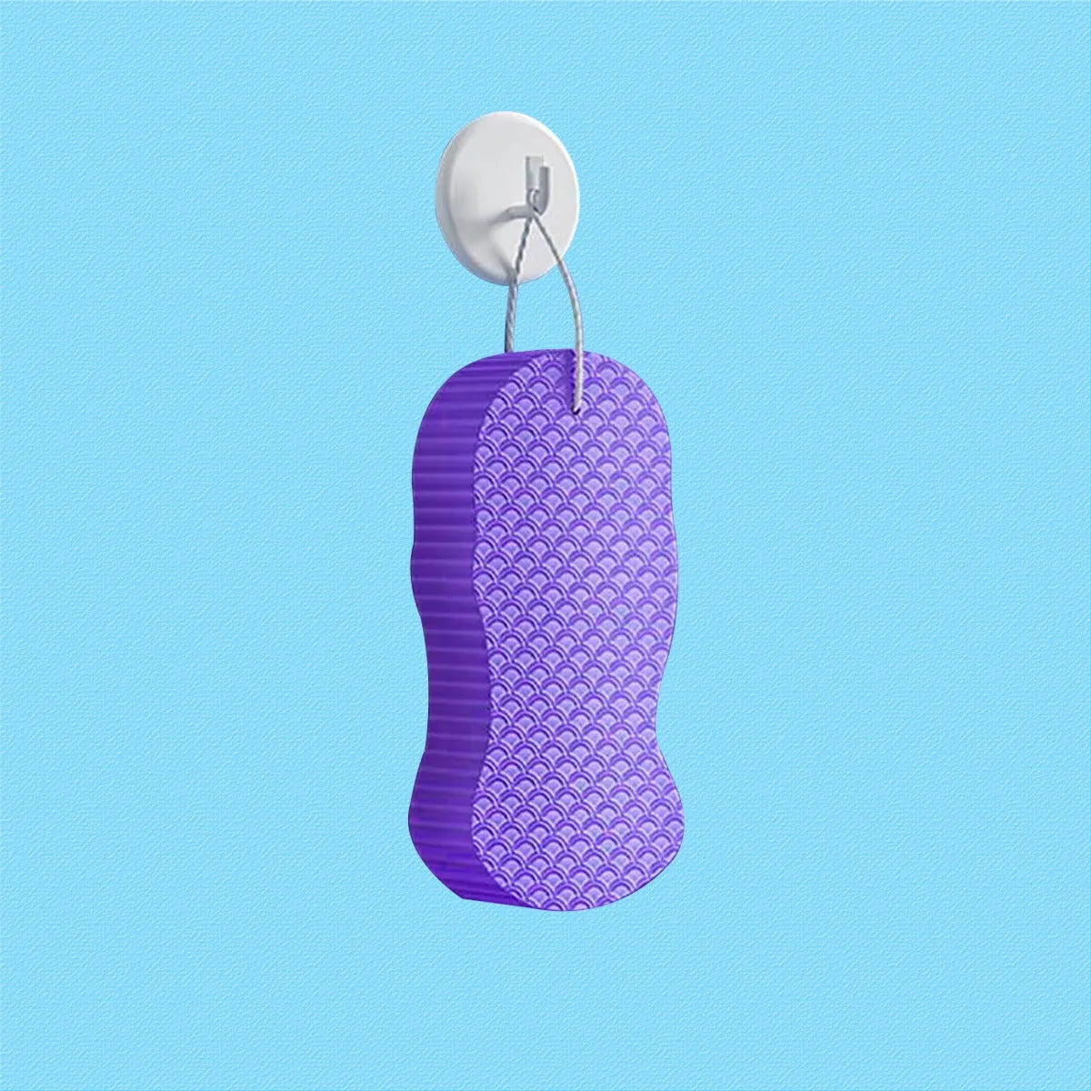 White 3D fish scale pattern bath sponge ball for gentle body exfoliation