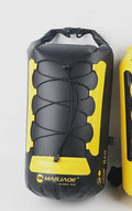 Yellow and black 20L waterproof backpack with dry wet separation for water sports and outdoor activities
