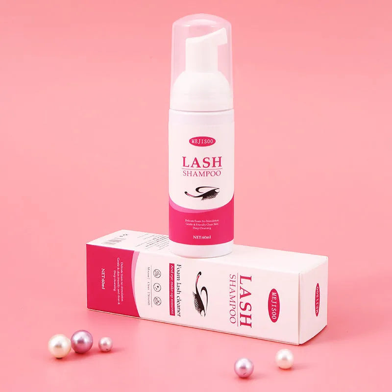 60ml eyelash cleaning mousse bottle for false lash removal, 3.7cm diameter.