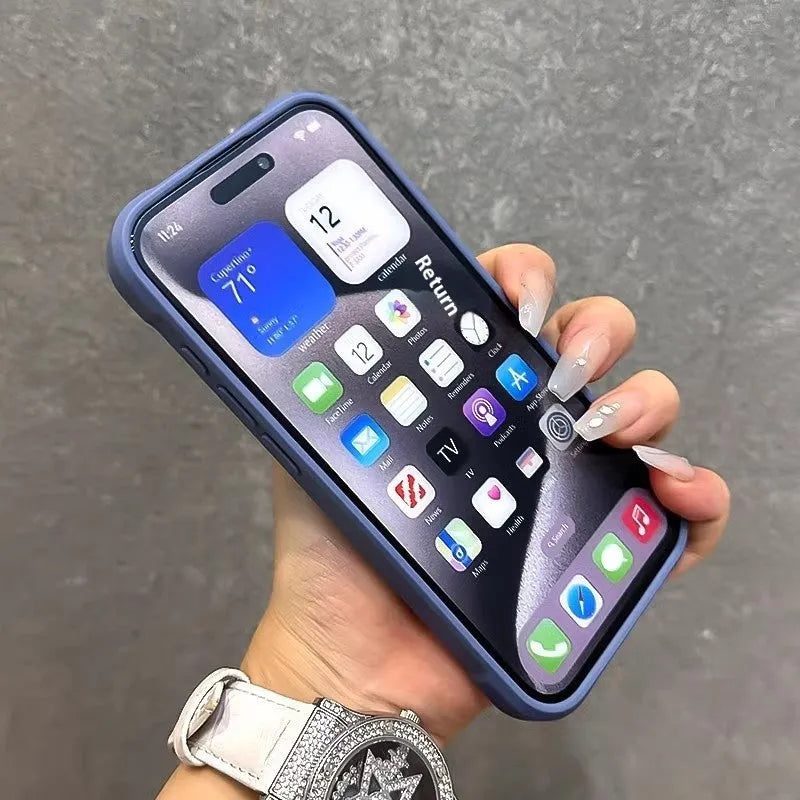 Four-corner drop-resistant airbag phone case with invisible bracket and magnetic back, compatible with iPhone 13 to 16 Pro Max