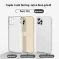 Ultra-thin transparent matte iPhone case with frosted TPU finish, back cover style.