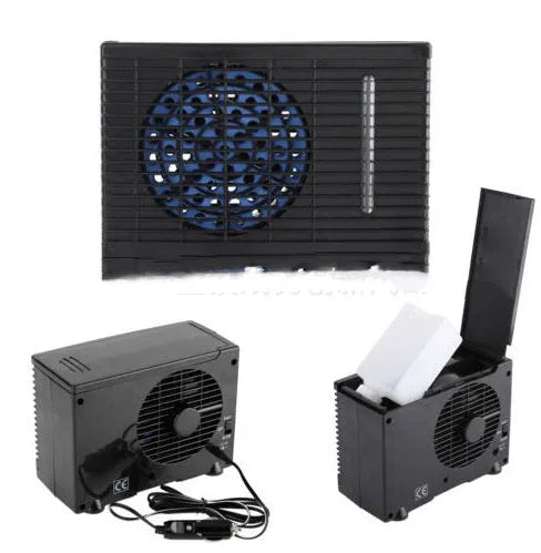 Black PVC 12V car air-conditioning fan with cigarette lighter plug for universal fit