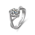 Moissanite 1 karat Angel Kiss Ring white gold colour heart shape adjustable opening women