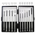 TH-6177 11-piece clock repair screwdriver set with cross and flat head bits on a white background.