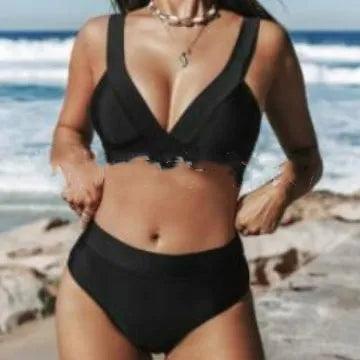 Women's solid colour polyester bikini set in slim fit design on mannequin