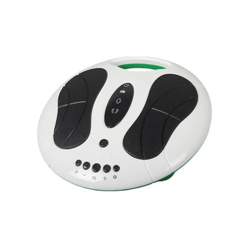 Electric foot massager in milky white with acupuncture point patches for upper sole stimulation