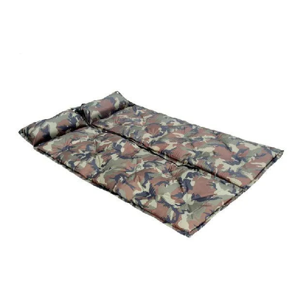 Camo auto inflatable cushion with pillow for camping in digital camo pattern
