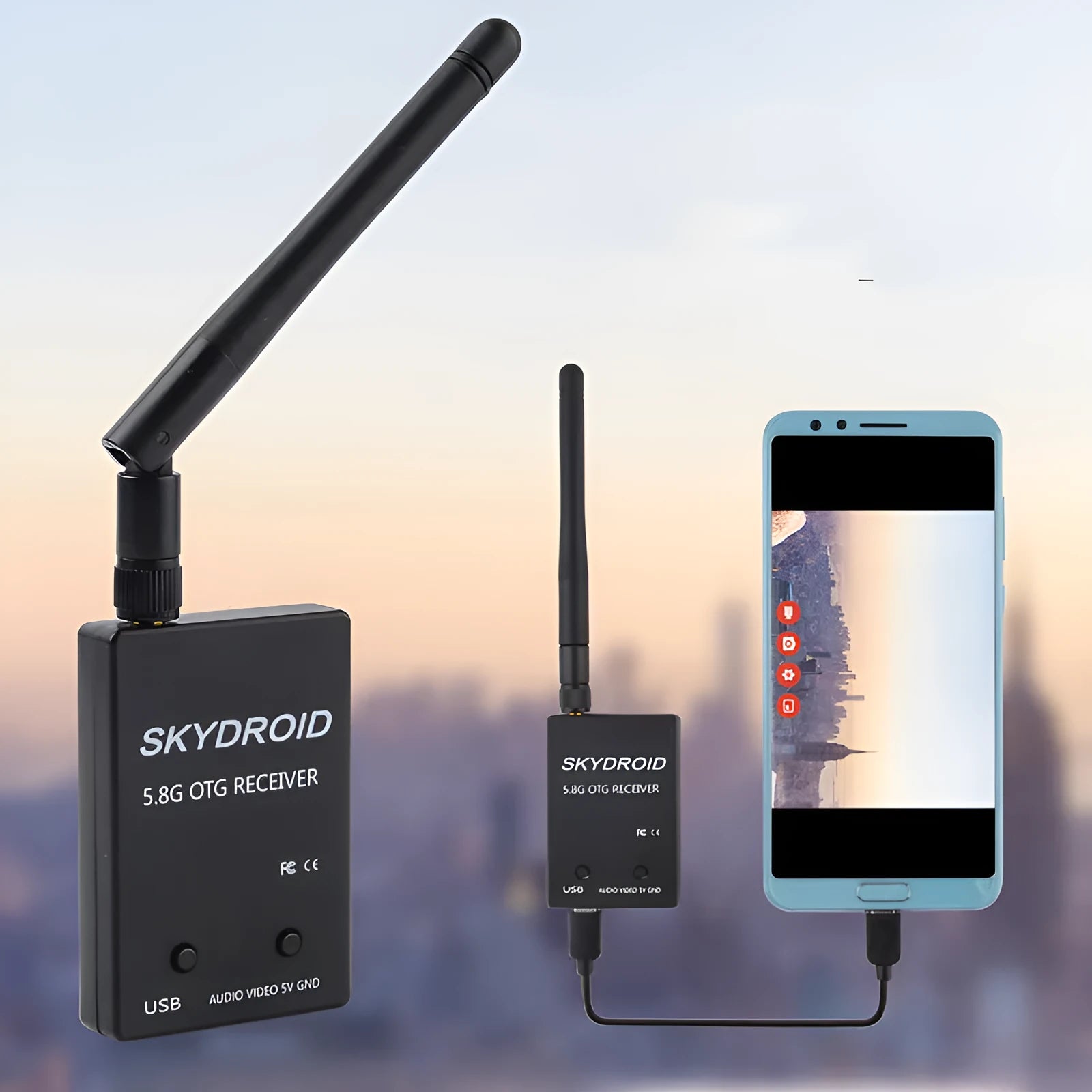 UAV 5.8G video capture receiver with single antenna for mobile phone image transmission