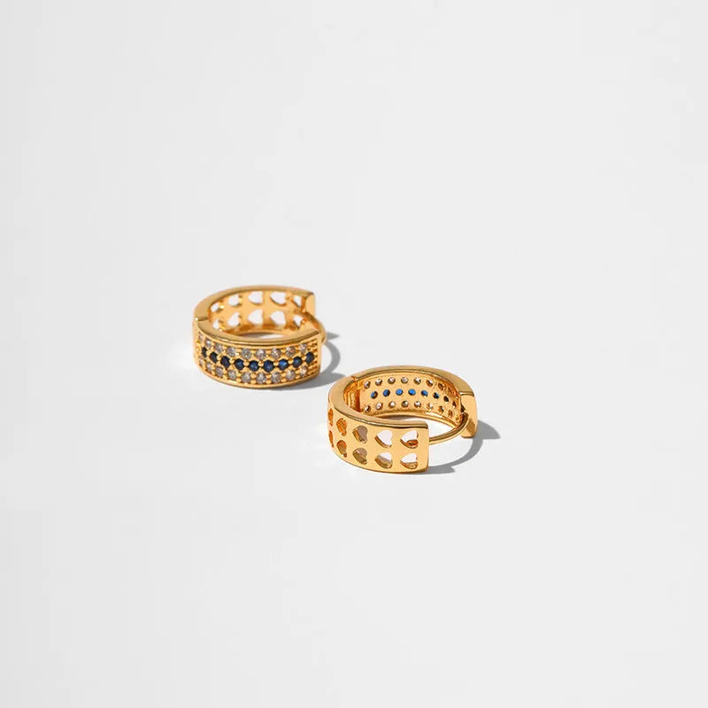Geometric round women's drop earrings with gold electroplated finish on copper.