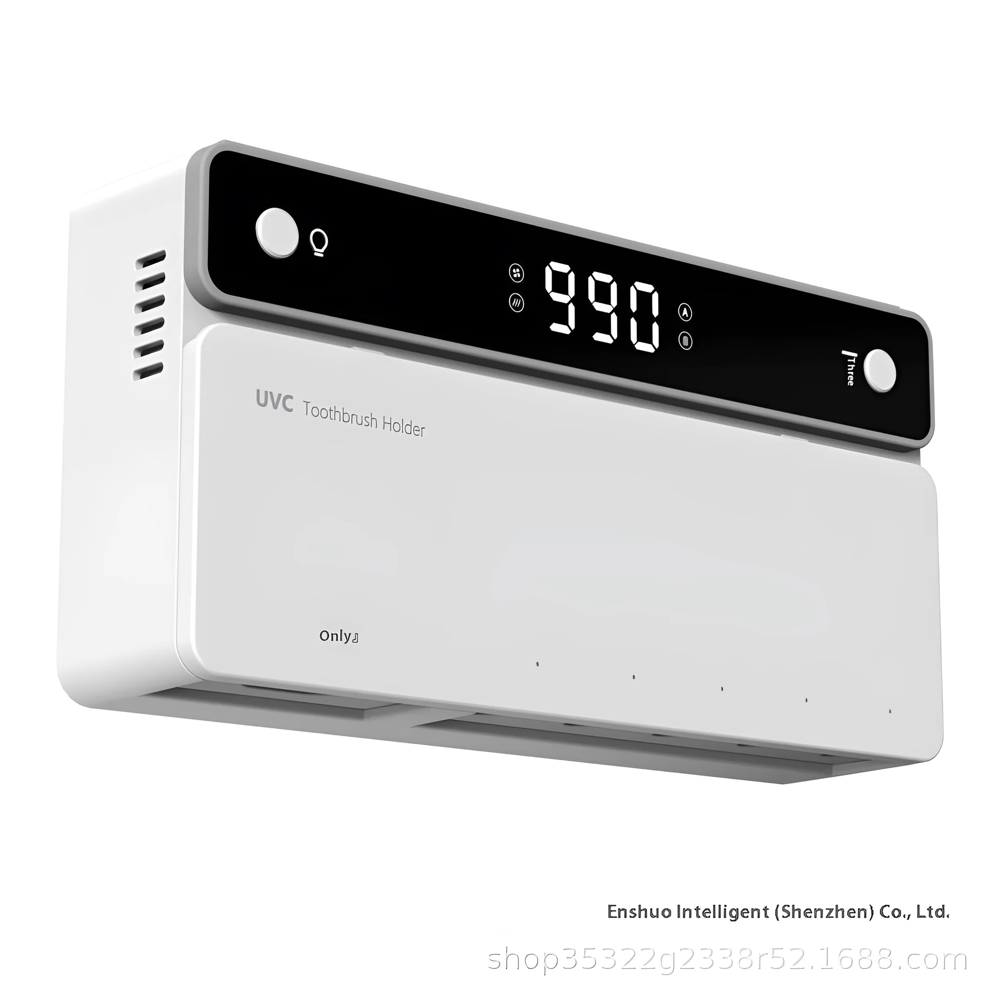 Wall-mounted UV toothbrush sterilizer with automatic drying function and black enclosure