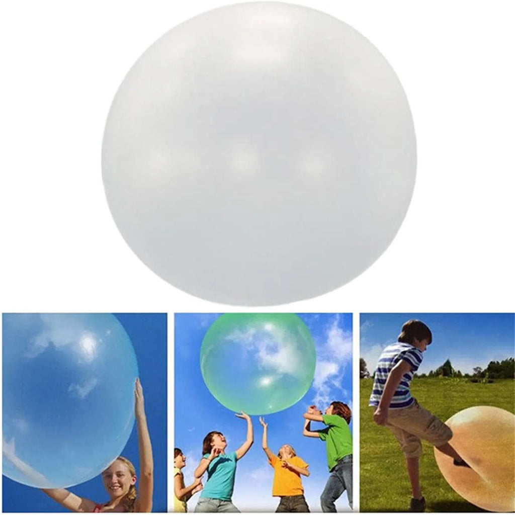 Large pink, yellow, green, and blue inflatable TPR bouncy balls in different sizes.