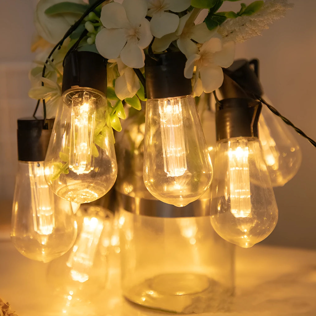 Solar water drop bulb string lights outdoor garden wedding decoration with 20 LED beads in warm white colour