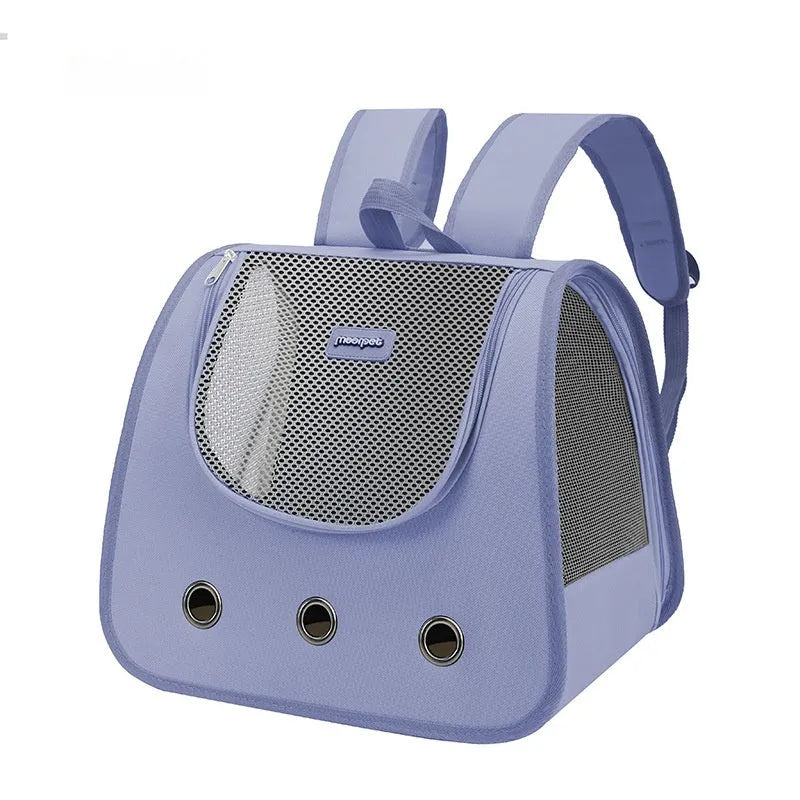 Medium-hard Oxford fabric cat backpack carrier in a solid colour.