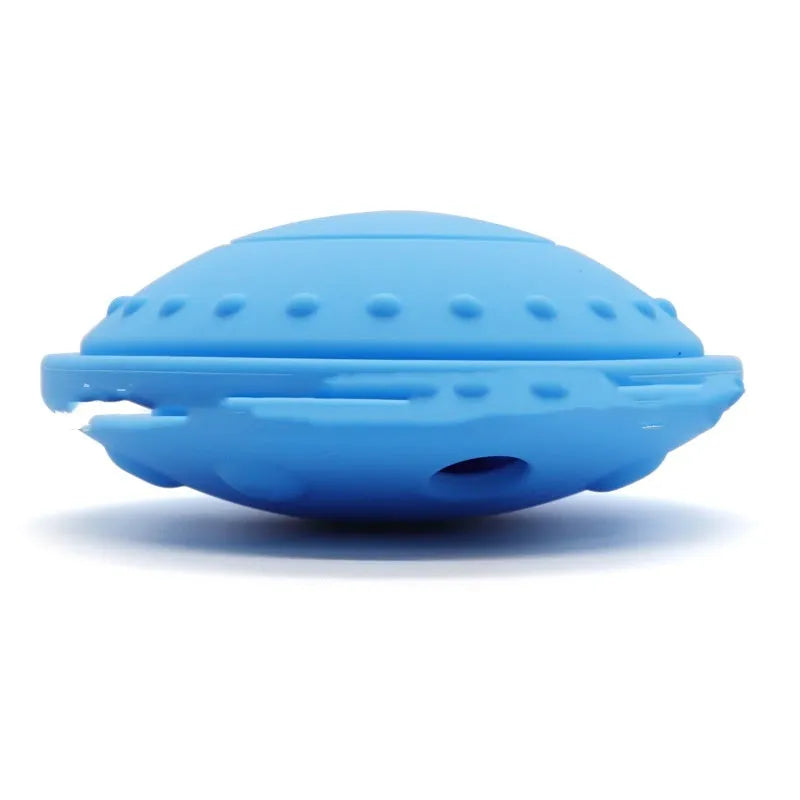 Silicone slow feeder frisbee for pets, small size 120x120x55mm, available in six colours including sky blue and taro purple