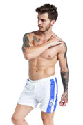 Men's blue lace-up sports shorts with slim fit and padding for athletic activities