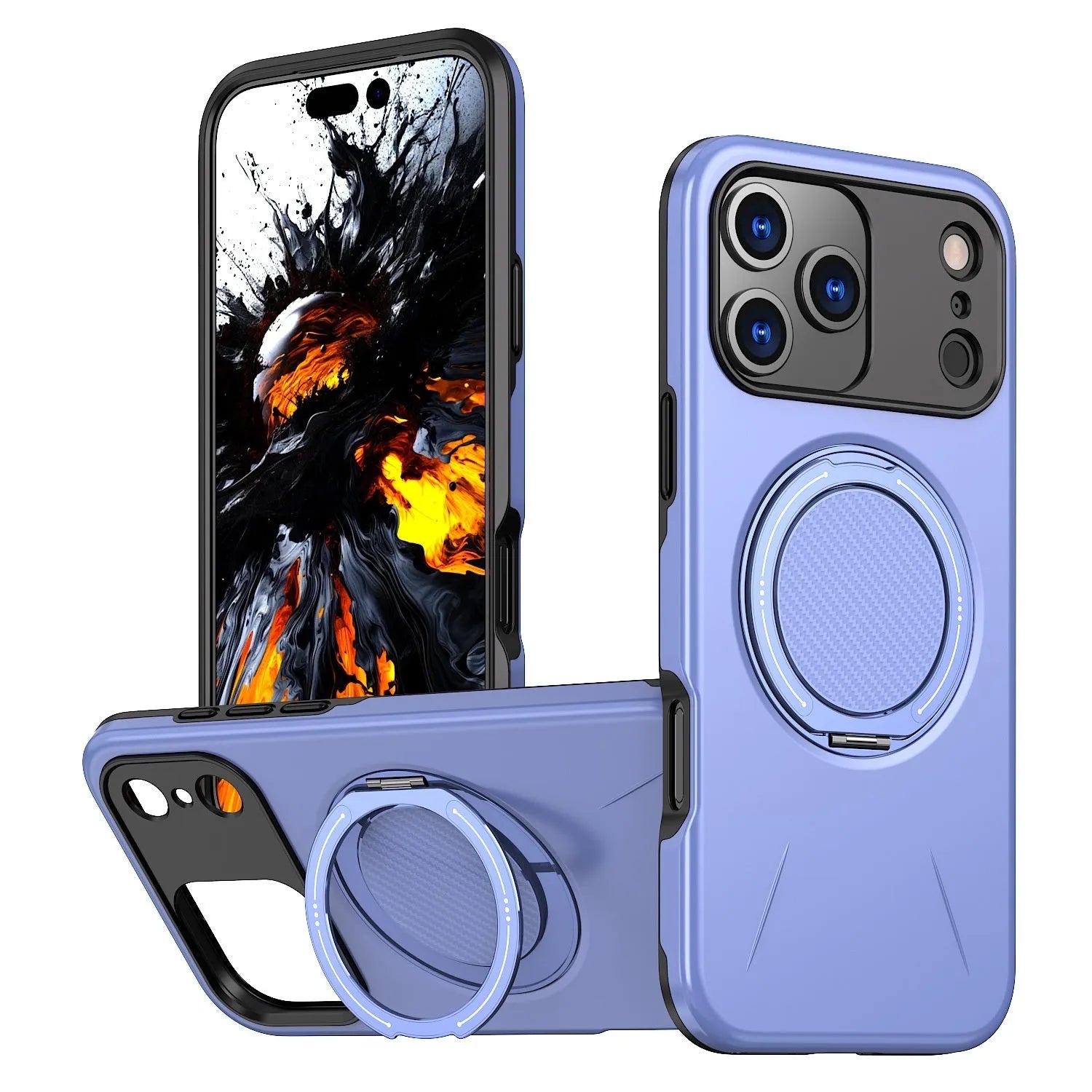 iPhone 17 Pro case with rotating damping magnetic bracket in TPU PC and aluminium alloy, black colour