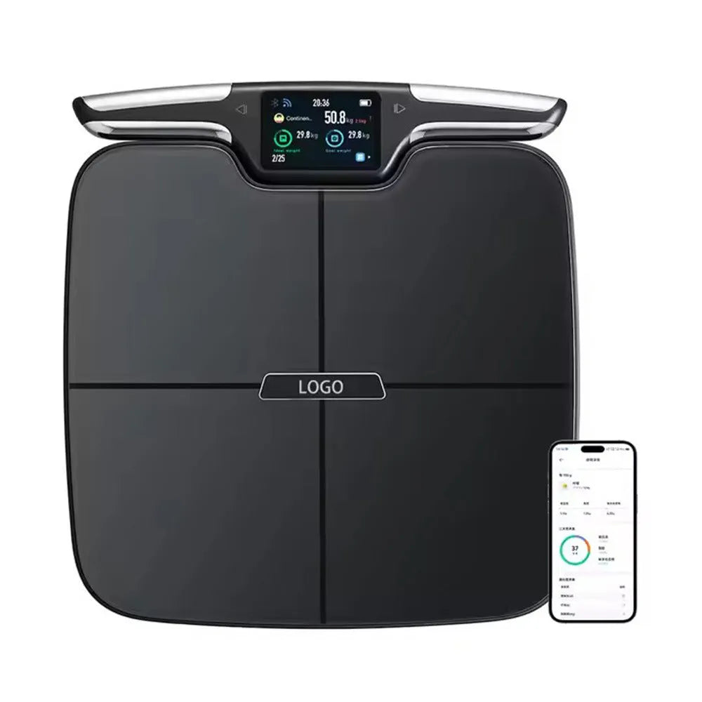 Black eight-electrode intelligent body fat and composition weighing scale