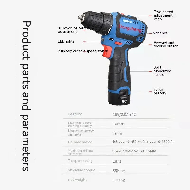Blue handheld lithium electric drill screwdriver bare machine for DIY and home repair tasks