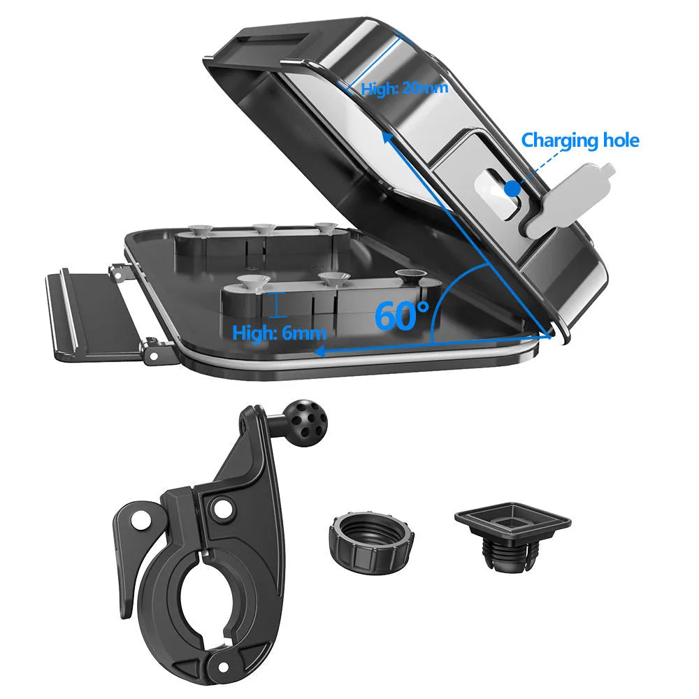 Bicycle motorcycle mobile phone holder with ABS PC silicone rearview mirror mount attachment