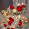 LED rose light string with 10 battery-powered lamps for indoor holiday decoration