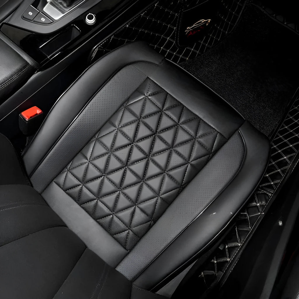 Napa leather car seat cushion cover in beige with hemming edges and sponge packing for vehicle interior