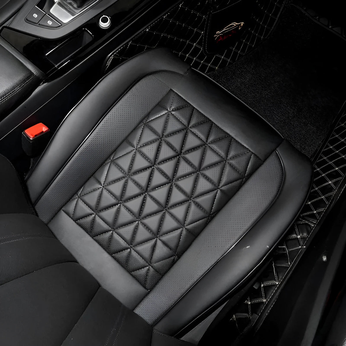 Napa leather car seat cushion cover in beige with hemming edges and sponge packing for vehicle interior