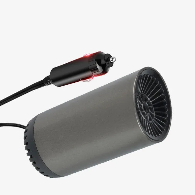 12V 150W car heater with suction cup bracket for windshield defogging and defrosting, black and grey