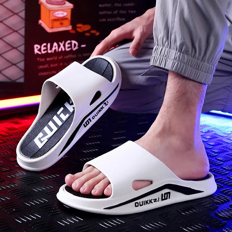 Summer cool PVC flip flops in green black colour for outdoor casual wear