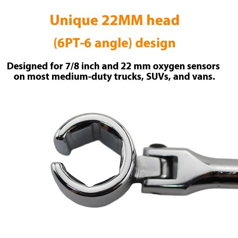 22mm hexagonal oxygen sensor removal tool with 270mm chromium vanadium steel construction and bright chrome finish