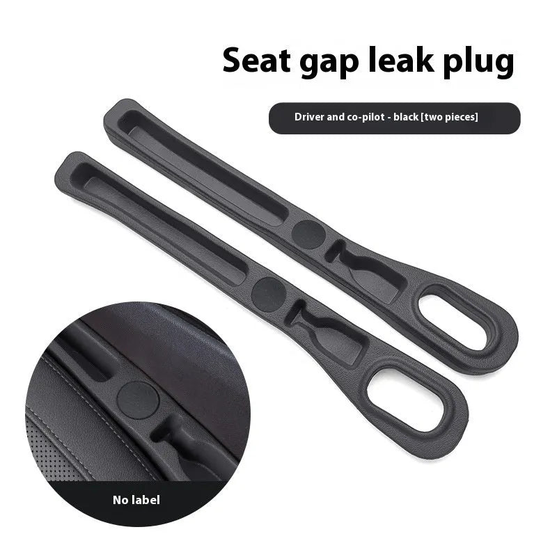 Car seat gap filler storage box with leak-proof plug strips in black, made from EVA, with roller and handle