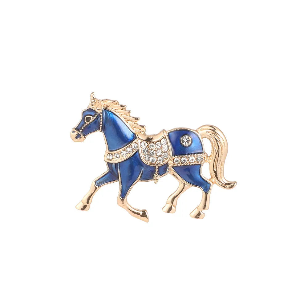 Chinese zodiac horse brooch in alloy, unisex fashion OL style, available in four colours