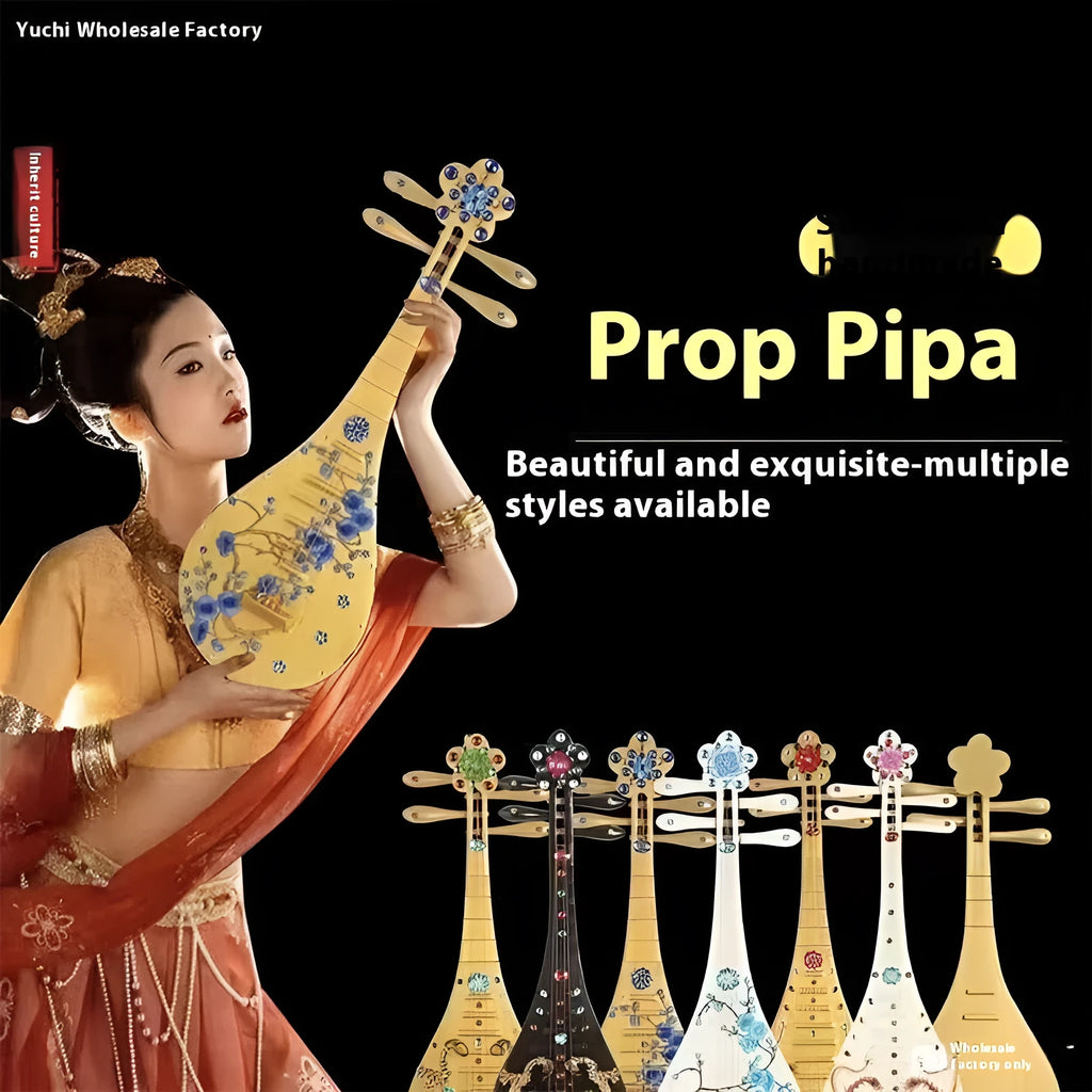Golden double phoenix simulation pipa prop measuring 64.5cm on display