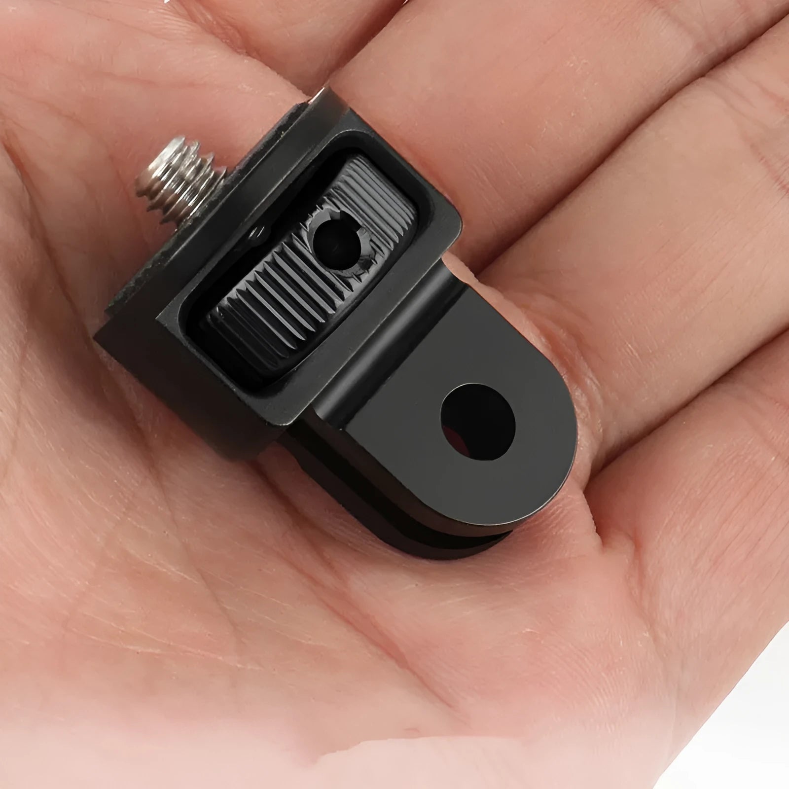 Aluminium alloy sports camera adapter with 1/4 inch thread for tripod mounting in multiple colour options