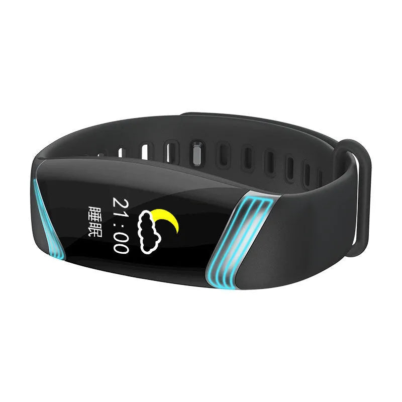 Smart sports bracelet with 0.96 inch touch screen and TPU band in black gold colour